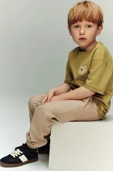 Хлопковые спортивные штаны H&M, бежевый