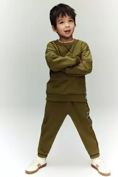 Хлопковые спортивные штаны H&M, зеленый