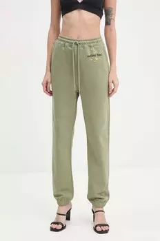 Хлопковые спортивные штаны Moschino Jeans, зеленый