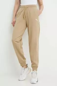 Хлопковые спортивные штаны Puma, бежевый