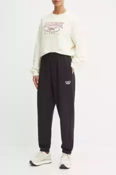 Хлопковые спортивные штаны Reebok Classic, черный