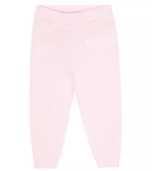 Хлопковые спортивные штаны с логотипом baby Balmain Kids, розовый