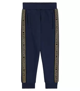 Хлопковые спортивные штаны с логотипом Balmain, синий