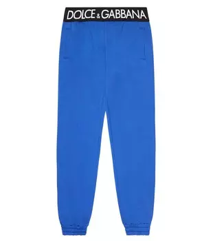 Хлопковые спортивные штаны с логотипом Dolce&Gabbana, синий