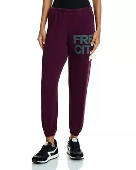 Хлопковые спортивные штаны с логотипом FREECITY, фиолетовый