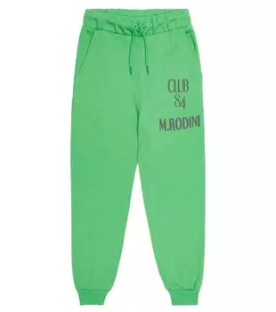 Хлопковые спортивные штаны с логотипом Mini Rodini, зеленый