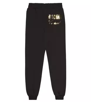 Хлопковые спортивные штаны с логотипом Moschino, черный