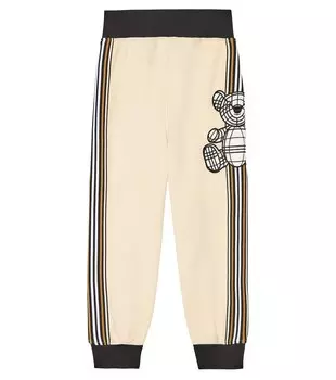 Хлопковые спортивные штаны с медвежонком Thomas Burberry, бежевый