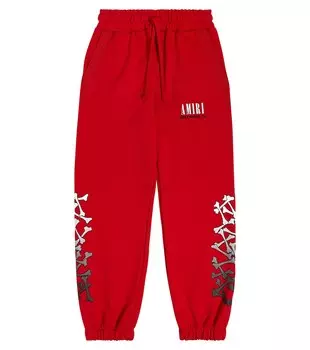 Хлопковые спортивные штаны с принтом Amiri, красный