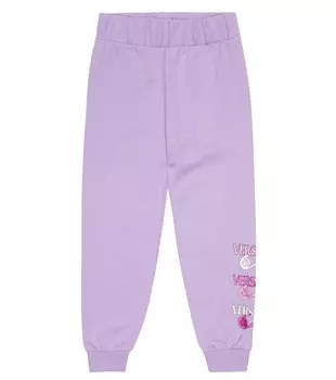 Хлопковые спортивные штаны с принтом Safety Pin Versace, фиолетовый