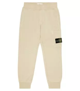 Хлопковые спортивные штаны Stone Island Junior, бежевый