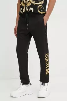 Хлопковые спортивные штаны Versace Jeans Couture, черный