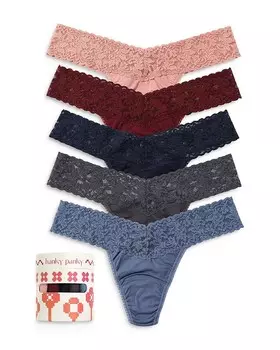 Хлопковые стринги Hanky Panky с низкой посадкой, набор из 5 шт Hanky Panky, коричневый