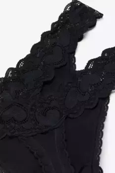 Хлопковые стринги, комплект из 3 шт H&M, черный