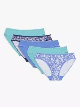 Хлопковые трусики бикини John Lewis, набор из 5 шт., синий мульти