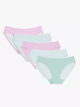 Хлопковые трусики бикини John Lewis, набор из 5 шт., зеленых пастельных тонов.