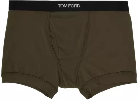 Хлопковые трусы-боксеры цвета хаки TOM FORD