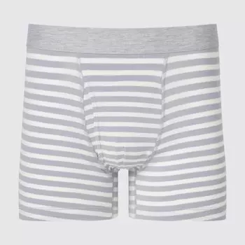 Хлопковые трусы-боксеры в полоску Uniqlo, серый