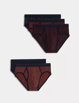 Хлопковые трусы Cool & Fresh из 5 пар стретчей Marks & Spencer, бордовый микс