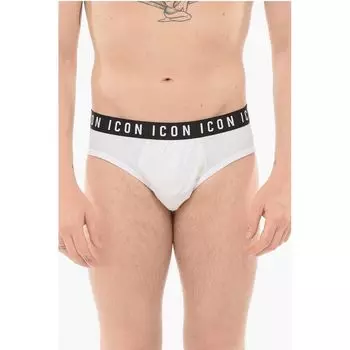 Хлопковые трусы ICON с логотипом на поясе Dsquared2, белый