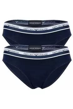 Хлопковые трусы с логотипом, 2 пары Emporio Armani, синий