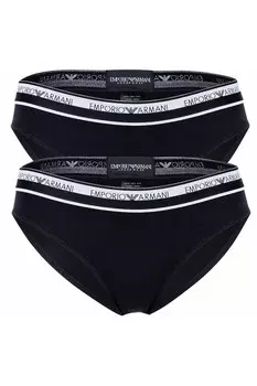 Хлопковые трусы с логотипом, 2 пары Emporio Armani, черный