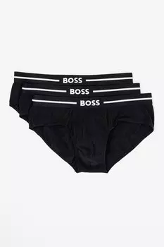 Хлопковые трусы с логотипом, 3 пары Boss, черный