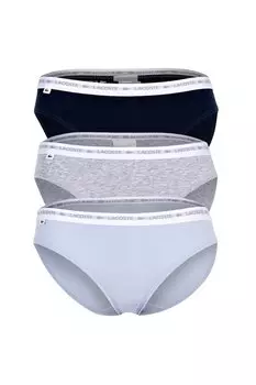 Хлопковые трусы с логотипом - 3 пары Lacoste, черный
