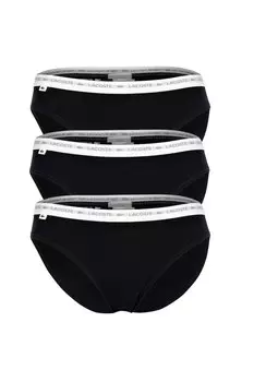 Хлопковые трусы с логотипом - 3 пары Lacoste, черный
