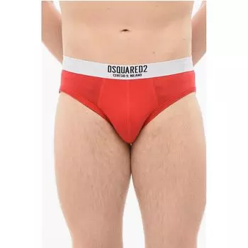 Хлопковые трусы с логотипом на поясе Dsquared2, красный