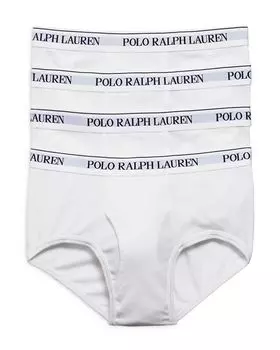 Хлопковые трусы с поясом с логотипом, упаковка из 4 шт. Polo Ralph Lauren, цвет White