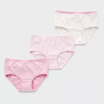 Хлопковые трусы с заниженной талией для девочек (3 пары) UNIQLO, розовый