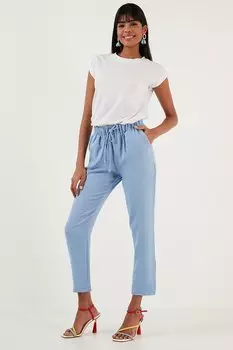 Хлопковые удобные летние брюки прямого кроя 6058588 Lela, синий