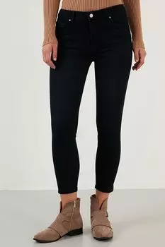 Хлопковые узкие джинсы с высокой талией и узкими штанинами 639CHEERY Lela, темно-синий