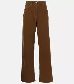 Хлопковые вельветовые брюки с широкими штанинами Prada, Caramel