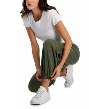 Хлопковые вельветовые джоггеры для подростков с парашютом Celebrity Pink, зеленый