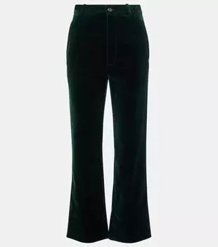 Хлопковые вельветовые прямые брюки Saint Laurent, Emeraude