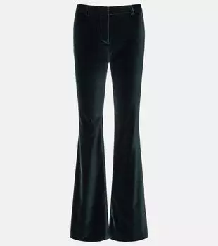 Хлопковые вельветовые расклешённые брюки Etro, Verde Scurissimo