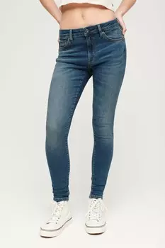 Хлопковые винтажные расклешенные джинсы с низкой посадкой Superdry, синий