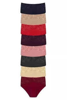 Хлопковые женские трусики больших размеров с перевернутым V-образным вырезом и кружевом спереди, высокая талия, 8 шт. HNX