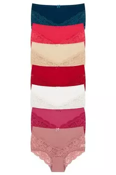 Хлопковые женские трусики больших размеров с V-образным вырезом и высокой талией сзади и спереди, 7 предметов HNX, смешанный ассортимент