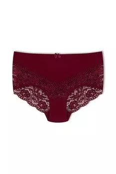 Хлопковые женские трусики больших размеров с V-образным вырезом и высокой талией сзади и спереди HNX, бургундия