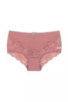 Хлопковые женские трусики больших размеров с V-образным вырезом и высокой талией сзади и спереди HNX, норка