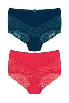 Хлопковые женские трусики больших размеров с V-образным вырезом и высокой талией сзади и спереди, состоящие из 2 предметов HNX, масло