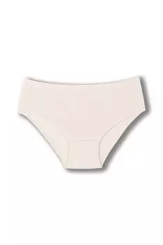 Хлопковые женские трусики в рубчик с высокой талией больших размеров HNX, экрю
