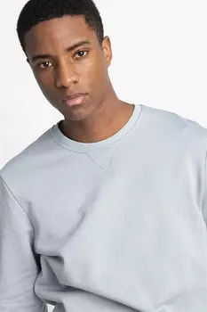 Хлопковый базовый синий свитшот унисекс с круглым вырезом TUDORS, синий