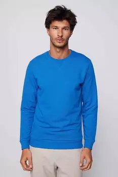 Хлопковый базовый синий свитшот унисекс с круглым вырезом TUDORS, синий