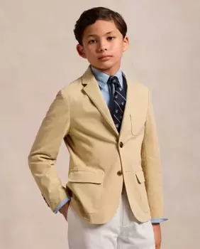 Хлопковый блейзер для мальчиков с роговыми пуговицами Polo Ralph Lauren, бежевый