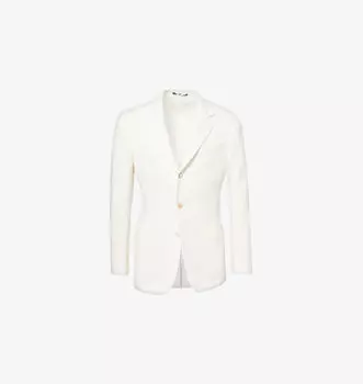 Хлопковый блейзер классического кроя с зазубренными лацканами Dunhill, белый