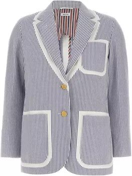 Хлопковый блейзер Thom Browne, синий